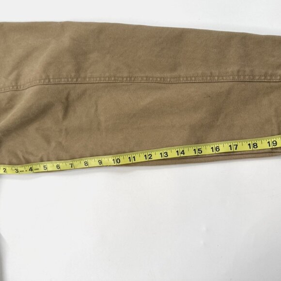 American Eagle Mens Chore Barn Coat Canvas Leather Collar Tan Button Medium - Picture 15 of 16